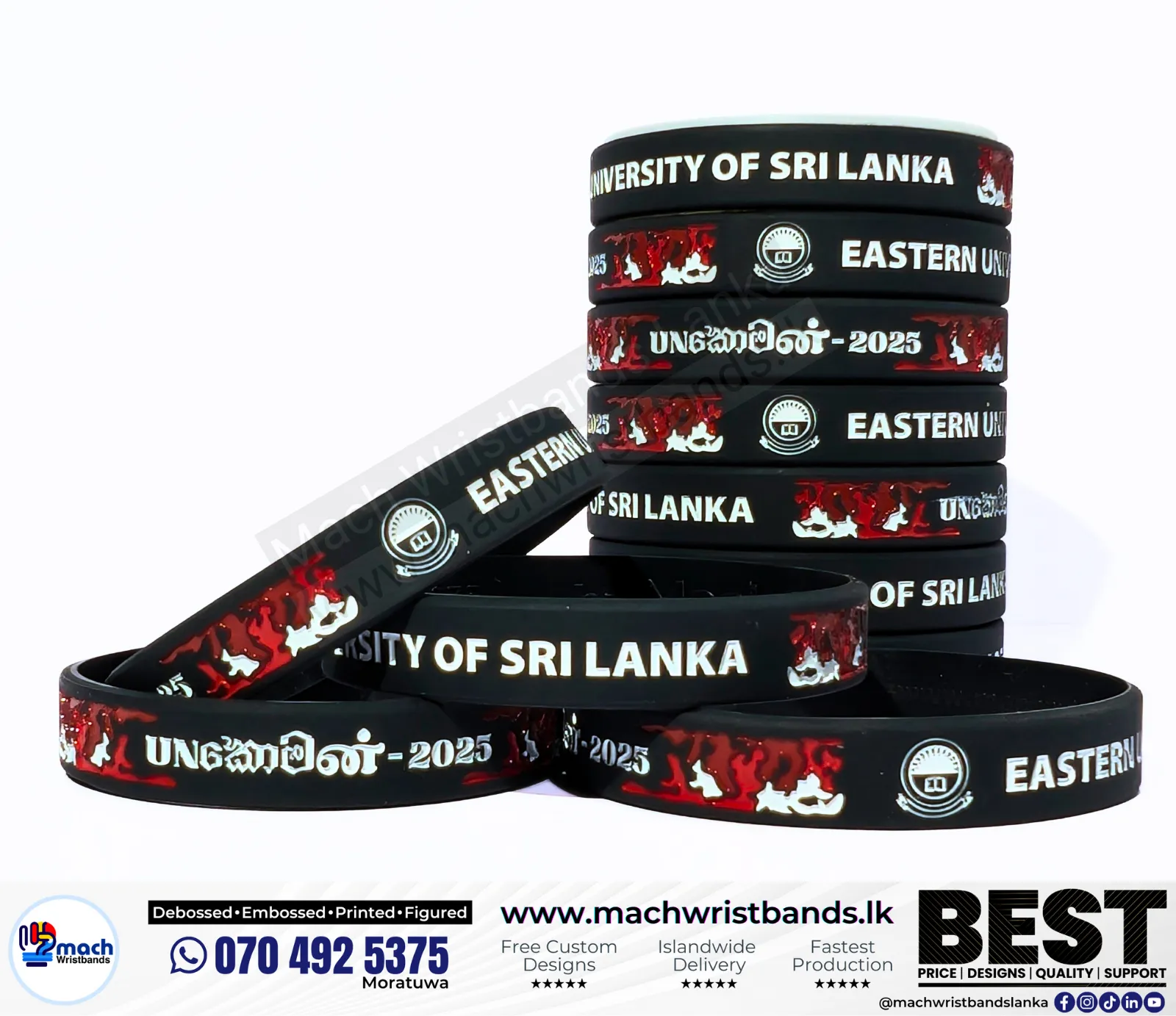 Embossed wrist bands Eastern University